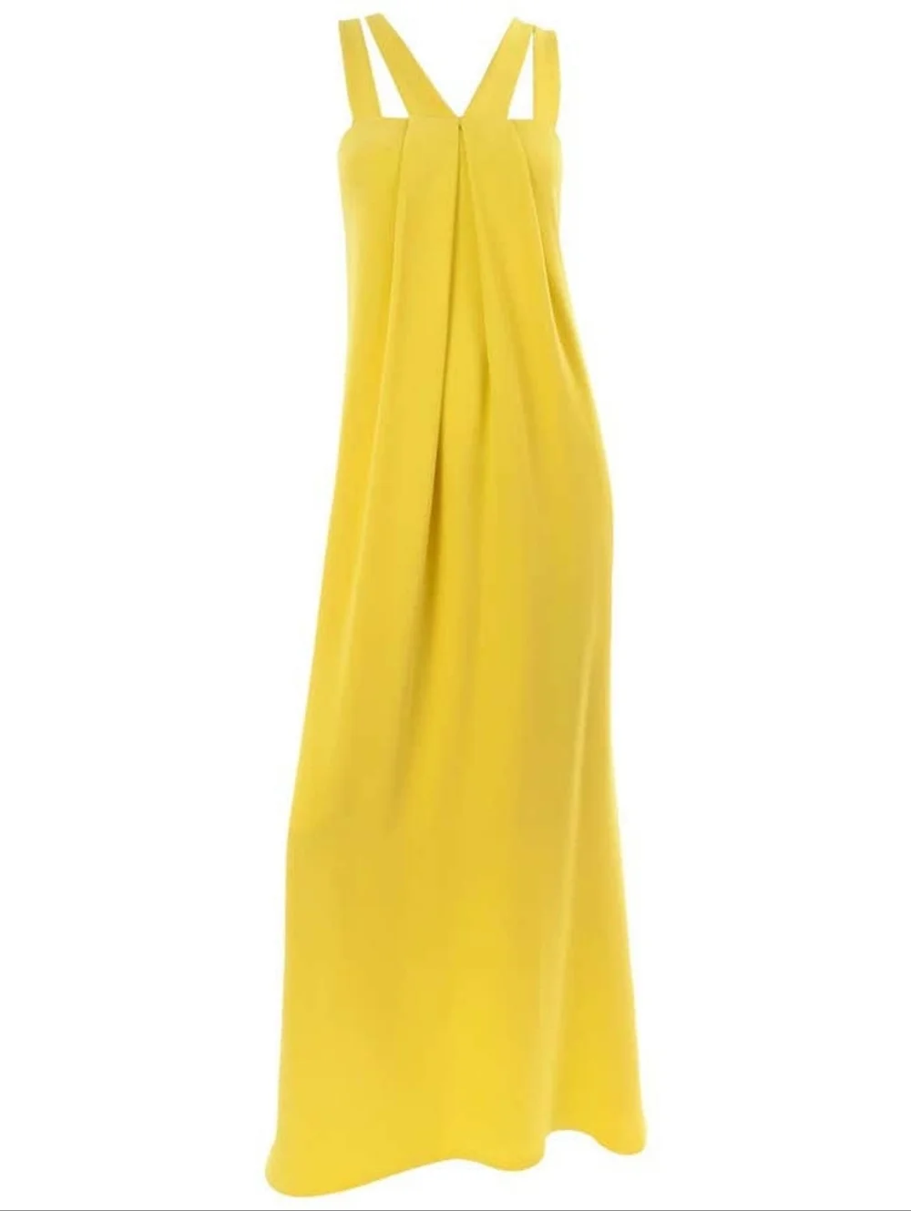 ●$5,000 OSCAR DE LA RENTA CHARTREUSE SILK GREECE YELLOW RUNWAY GOWN US 8
